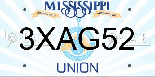 3XAG52 Mississippi License Plate