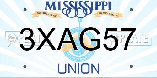 3XAG57 Mississippi License Plate