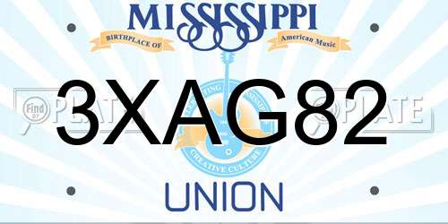 3XAG82 Mississippi License Plate