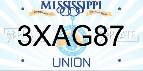 3XAG87 Mississippi License Plate