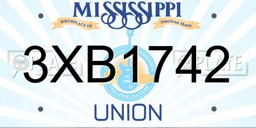 3XB1742 Mississippi License Plate