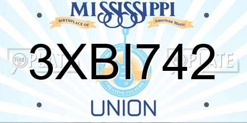 3XBI742 Mississippi License Plate