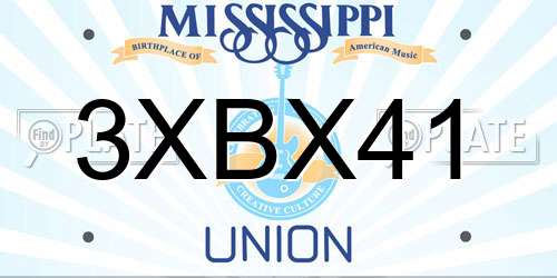 3XBX41 Mississippi License Plate