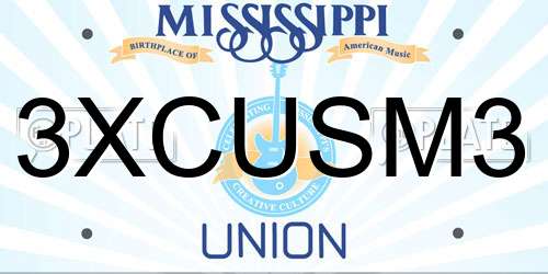 3XCUSM3 Mississippi License Plate