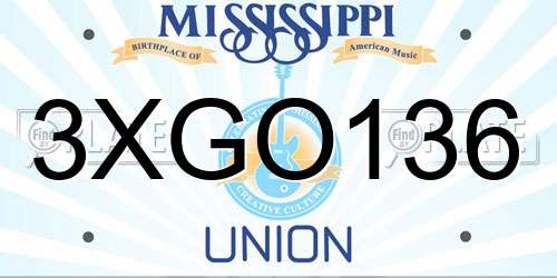 3XGO136 Mississippi License Plate