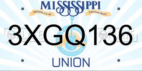 3XGQ136 Mississippi License Plate