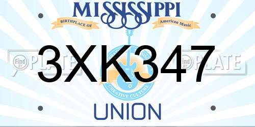 3XK347 Mississippi License Plate