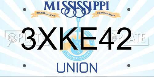 3XKE42 Mississippi License Plate