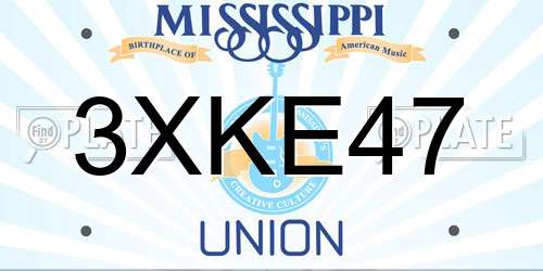 3XKE47 Mississippi License Plate