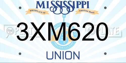 3XM620 Mississippi License Plate