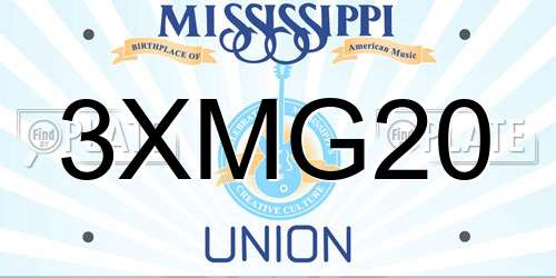3XMG20 Mississippi License Plate