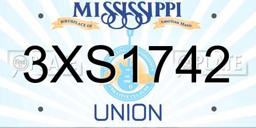 3XS1742 Mississippi License Plate