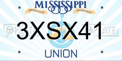 3XSX41 Mississippi License Plate