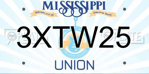 3XTW25 Mississippi License Plate