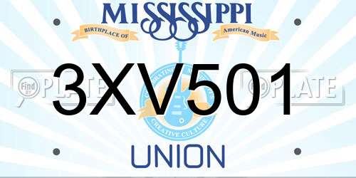3XV501 Mississippi License Plate