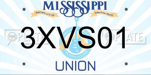 3XVS01 Mississippi License Plate