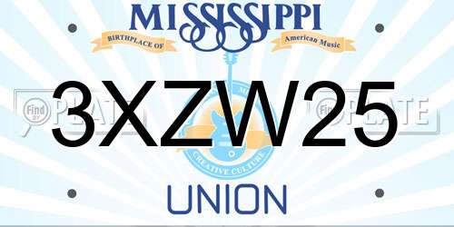 3XZW25 Mississippi License Plate