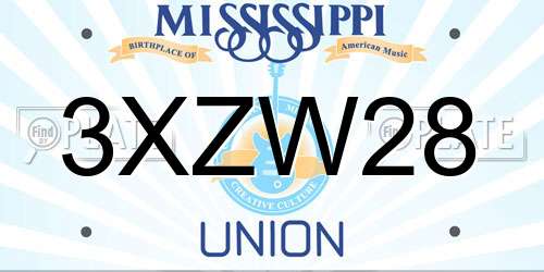 3XZW28 Mississippi License Plate