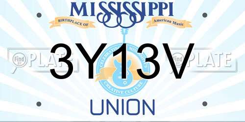 3Y13V Mississippi License Plate