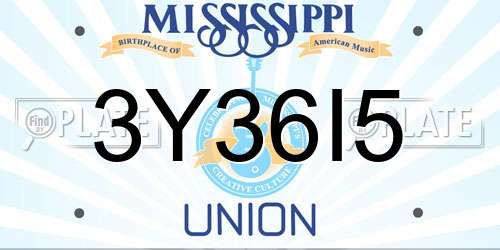 3Y36I5 Mississippi License Plate