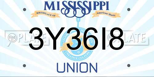 3Y36I8 Mississippi License Plate