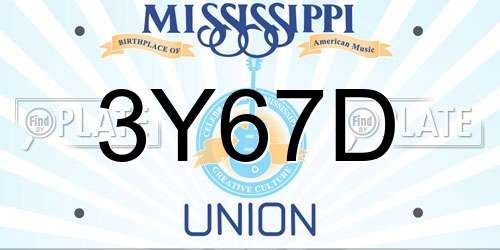 3Y67D Mississippi License Plate