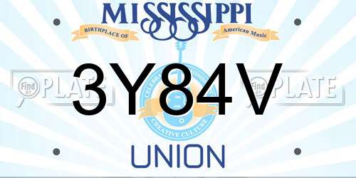 3Y84V Mississippi License Plate