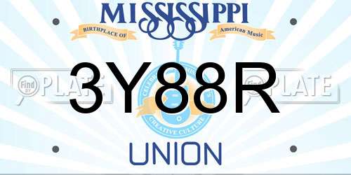 3Y88R Mississippi License Plate