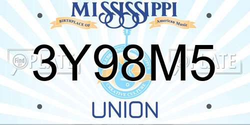 3Y98M5 Mississippi License Plate
