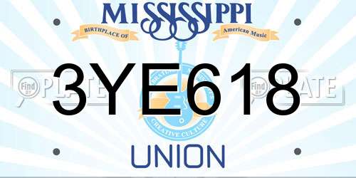 3YE618 Mississippi License Plate