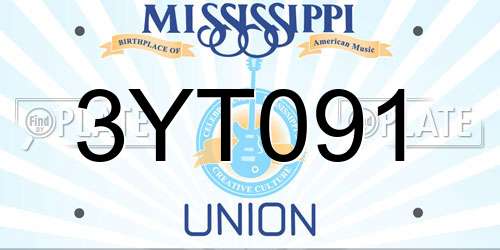 3YT091 Mississippi License Plate