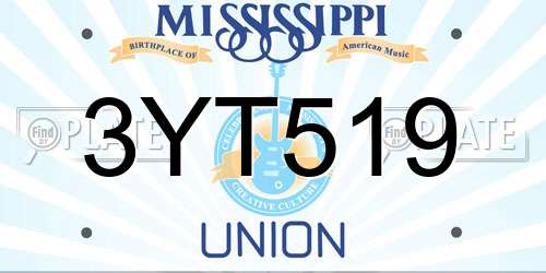 3YT519 Mississippi License Plate