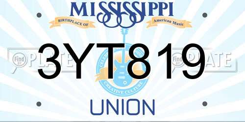 3YT819 Mississippi License Plate