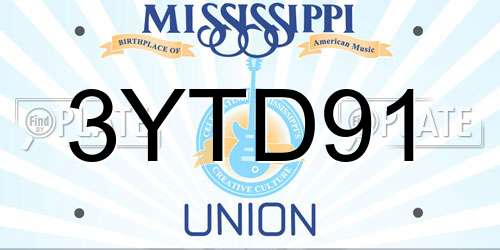 3YTD91 Mississippi License Plate
