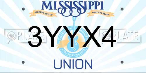 3YYX4 Mississippi License Plate