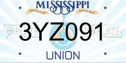3YZ091 Mississippi License Plate