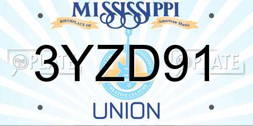 3YZD91 Mississippi License Plate