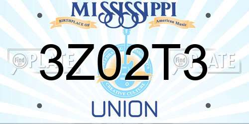 3Z02T3 Mississippi License Plate