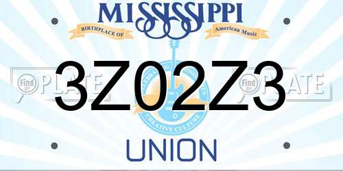 3Z02Z3 Mississippi License Plate