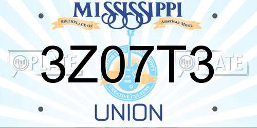 3Z07T3 Mississippi License Plate
