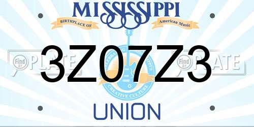 3Z07Z3 Mississippi License Plate