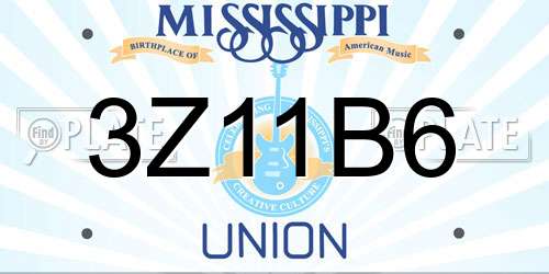 3Z11B6 Mississippi License Plate