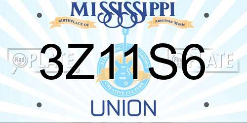 3Z11S6 Mississippi License Plate