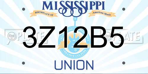 3Z12B5 Mississippi License Plate