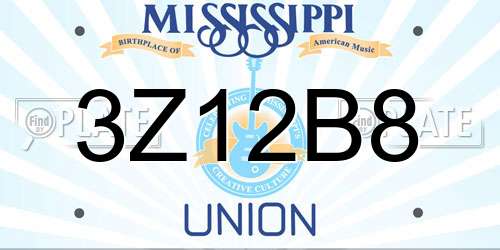 3Z12B8 Mississippi License Plate