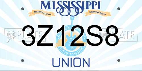 3Z12S8 Mississippi License Plate