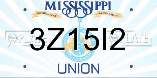3Z15I2 Mississippi License Plate