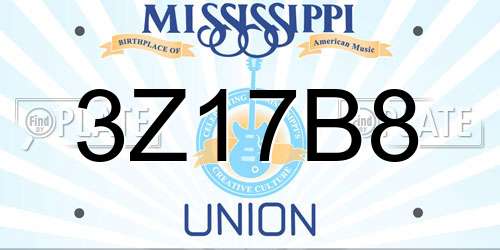 3Z17B8 Mississippi License Plate