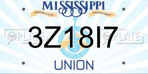 3Z18I7 Mississippi License Plate