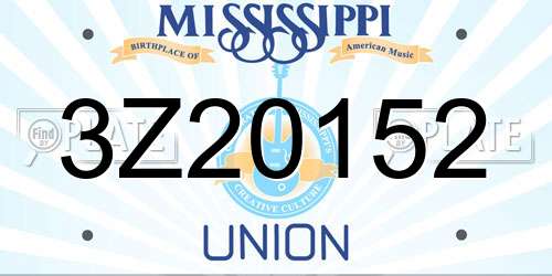 3Z20152 Mississippi License Plate